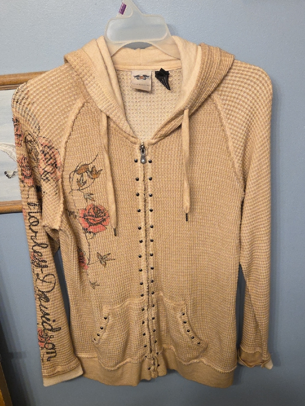 😎Host Pick😎Harley-Davidson Knit Zip Hoodie with Floral Accents